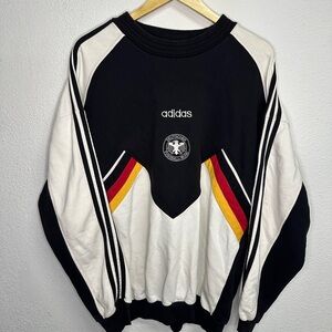 Adidas Men's Black, White, and Multicolor Crewneck Sweater